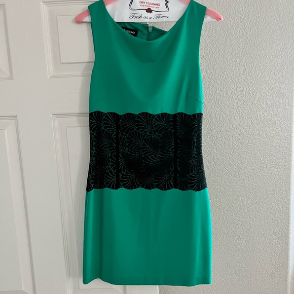 Bebe Green Dress with Black Lace as Small - Picture 3 of 6
